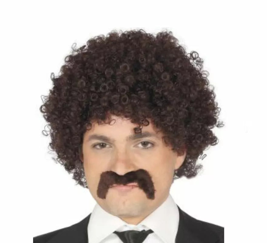 Peluca Rizada con Bigote en varios colores