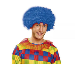 Gelockte blaue Clown Perücke