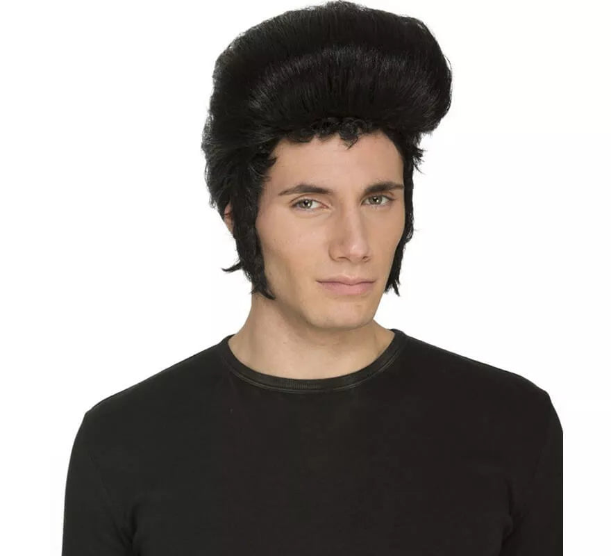 Translation missing: de.Peluca Rocker negra de Rey de Rock con Tupé