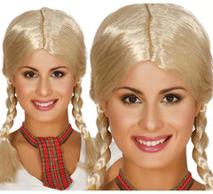 Blonde Perücke mit zwei Zöpfen
