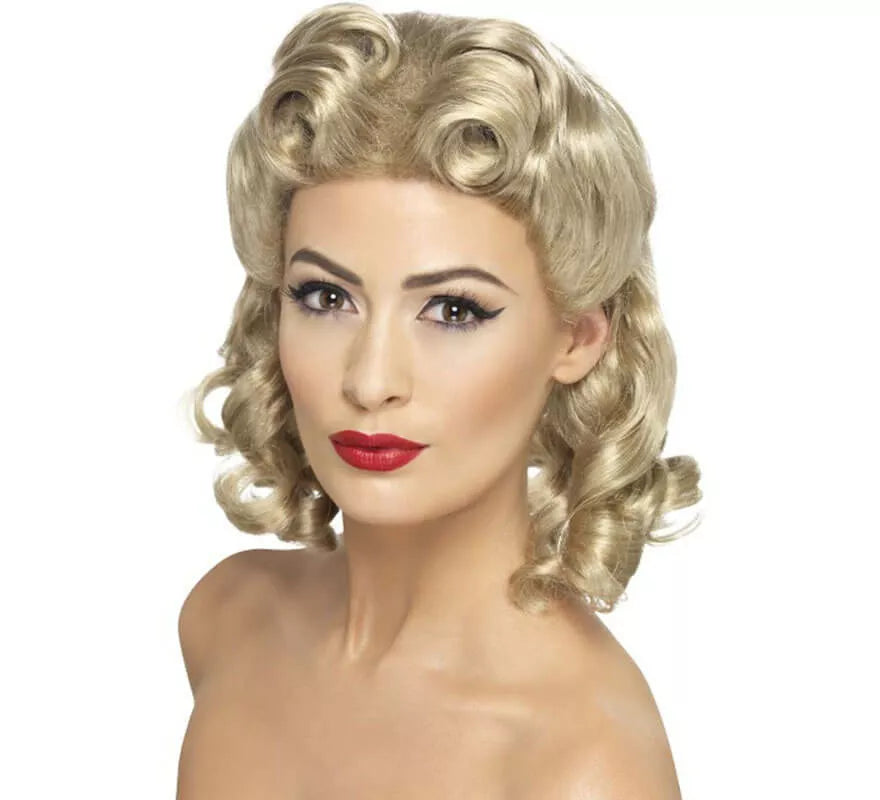 Translation missing: de.Peluca Rubia Larga con Bucles Pin Up Años 40