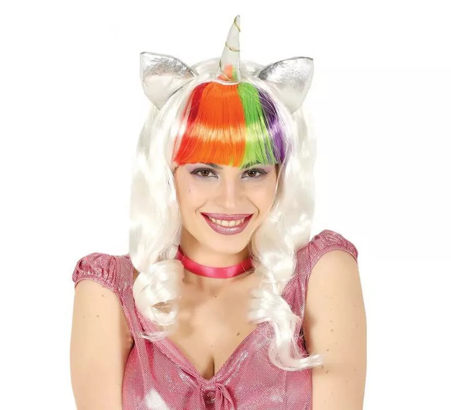 Translation missing: de.Peluca Unicornio Blanca con Orejas y Cuerno
