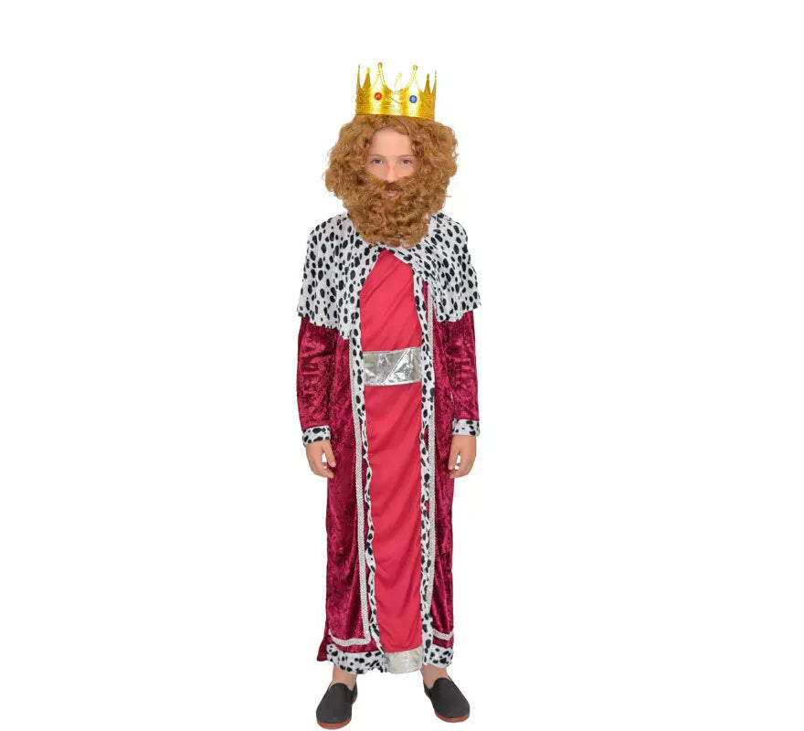 Peluca y Barba castaña Infantil Deluxe de Rey Mago Gaspar