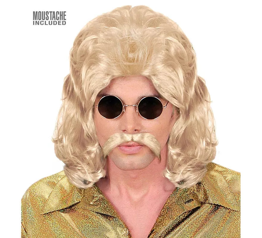 Translation missing: de.Peluca y Bigote de los años 70 rubia adulto