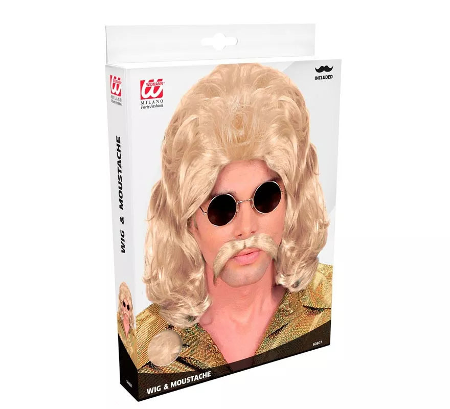 Translation missing: de.Peluca y Bigote de los años 70 rubia adulto