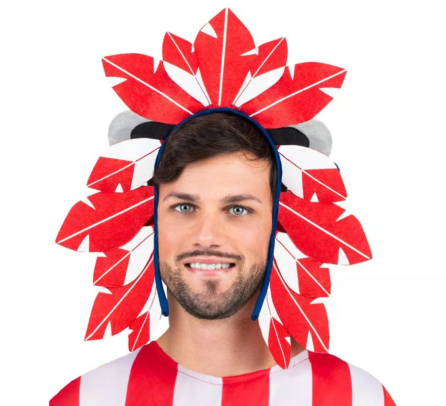 Translation missing: de.Penacho de Indi Atlético de Madrid rojo y blanco adulto