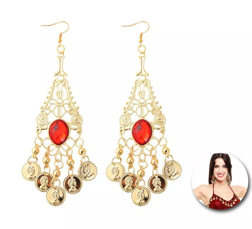 Translation missing: de.Pendientes Árabe con piedra roja
