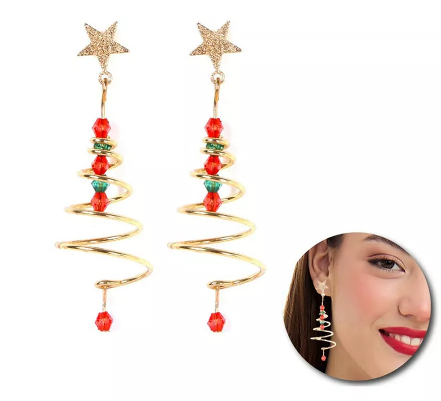 Translation missing: de.Pendientes Árbol Navideño en espiral de 2x2,5 cm