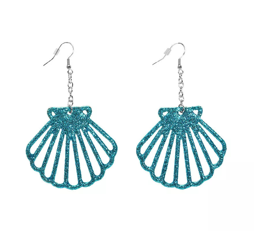 Translation missing: de.Pendientes Conchas Purpurina Azul