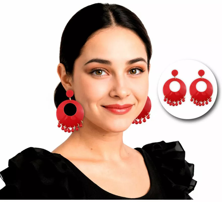 Translation missing: de.Pendientes de Aro rojos de Sevillana o Flamenca
