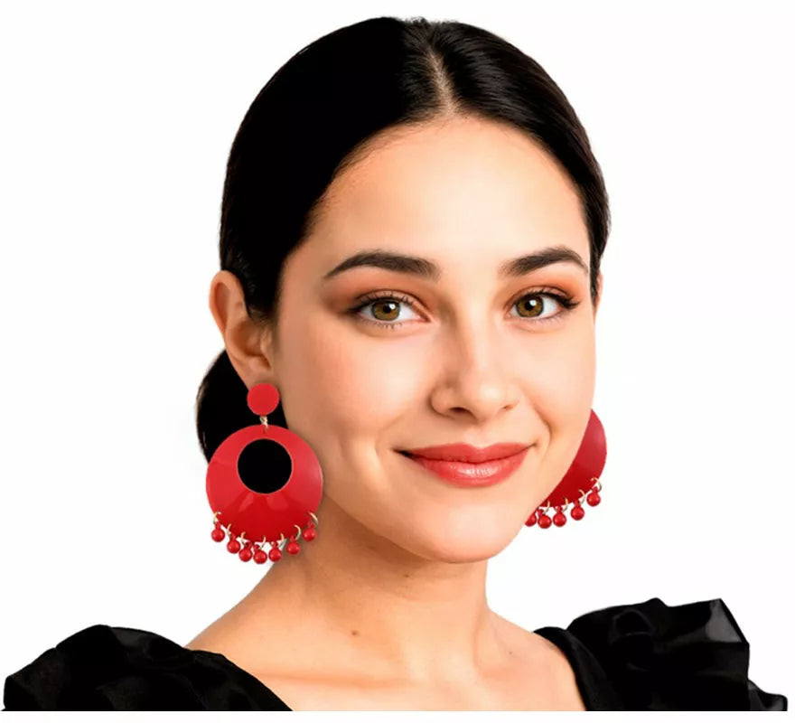 Translation missing: de.Pendientes de Aro rojos de Sevillana o Flamenca