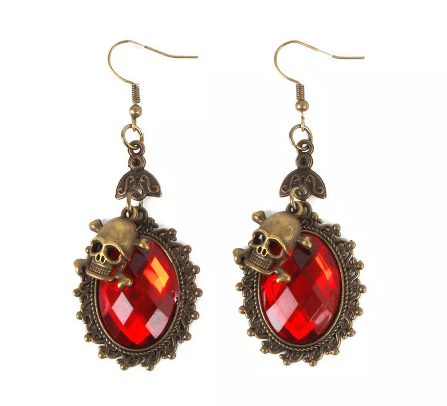 Translation missing: de.Pendientes de Calavera con rubí falso