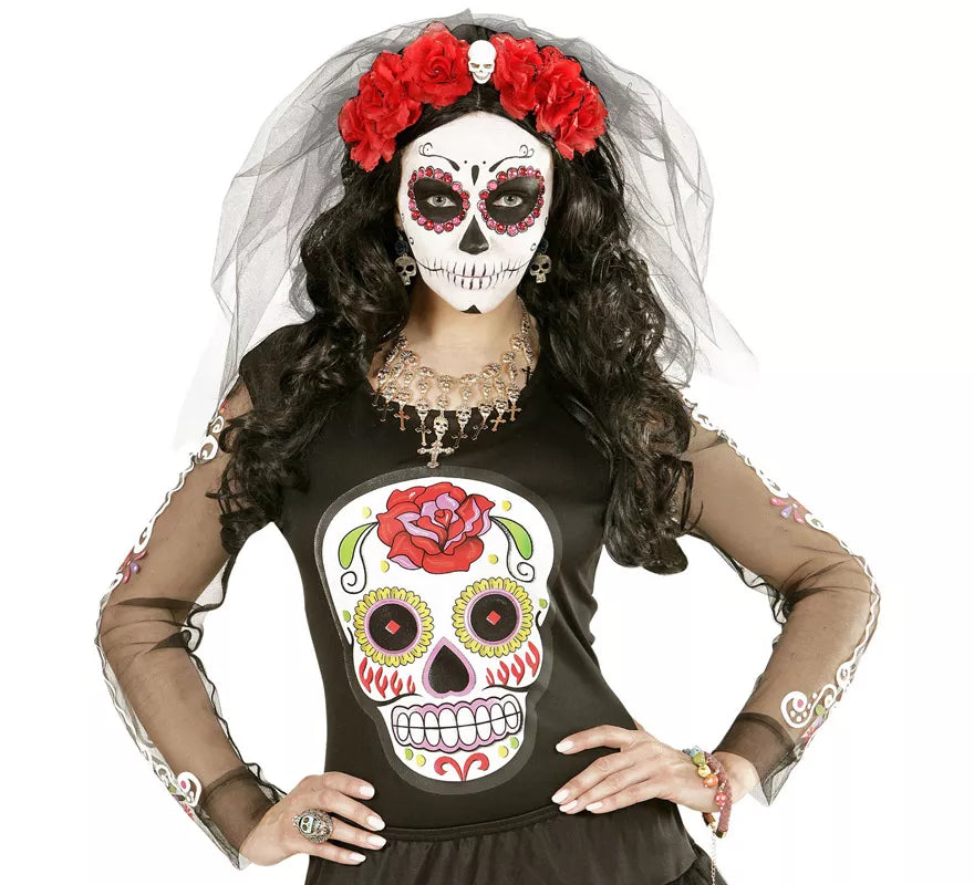 Translation missing: de.Pendientes de Calavera Dorada con Rosa Negra