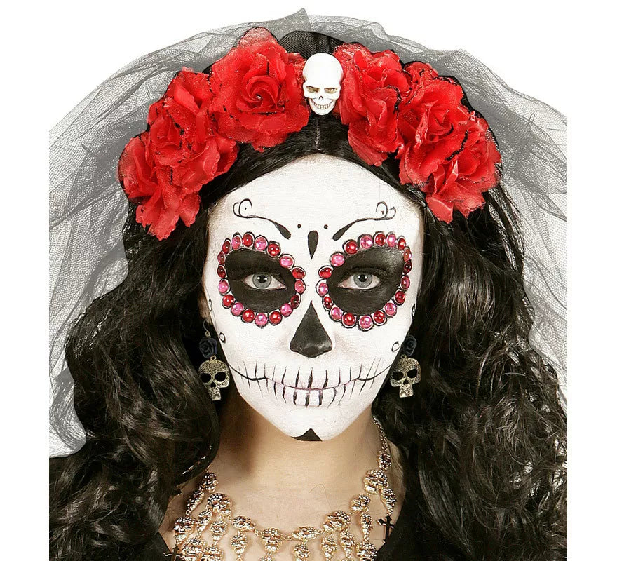Translation missing: de.Pendientes de Calavera Dorada con Rosa Negra