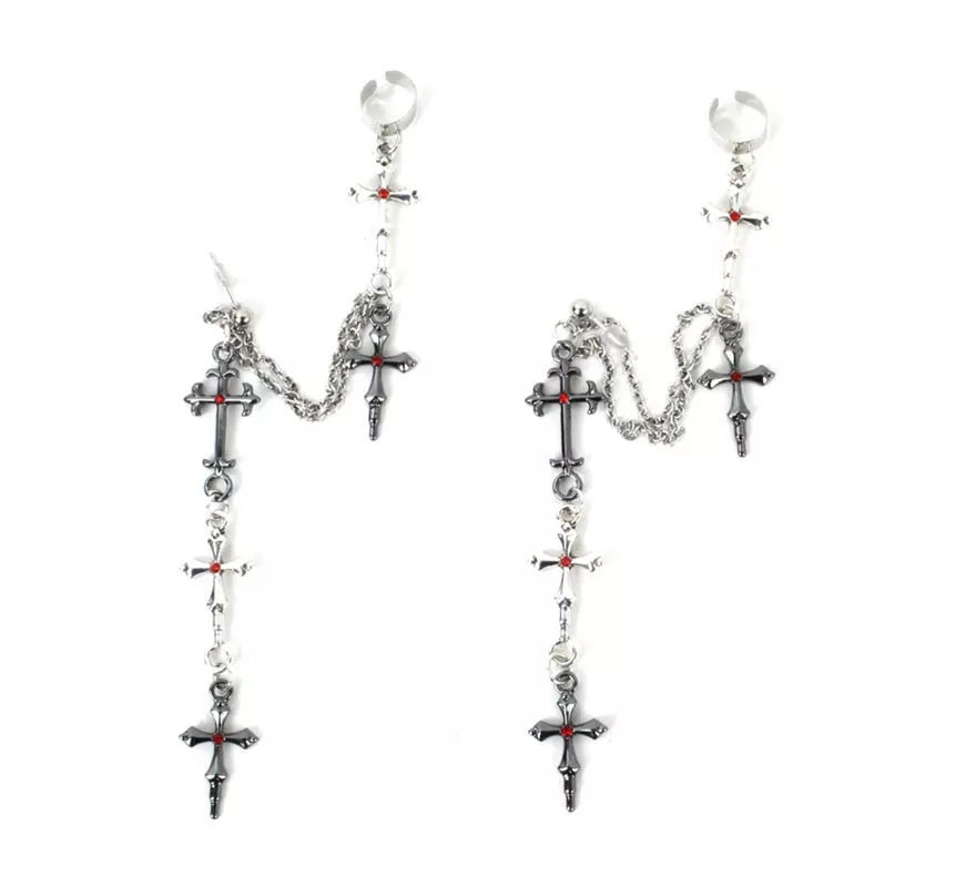 Translation missing: de.Pendientes de Cruz Gótico con cadenas