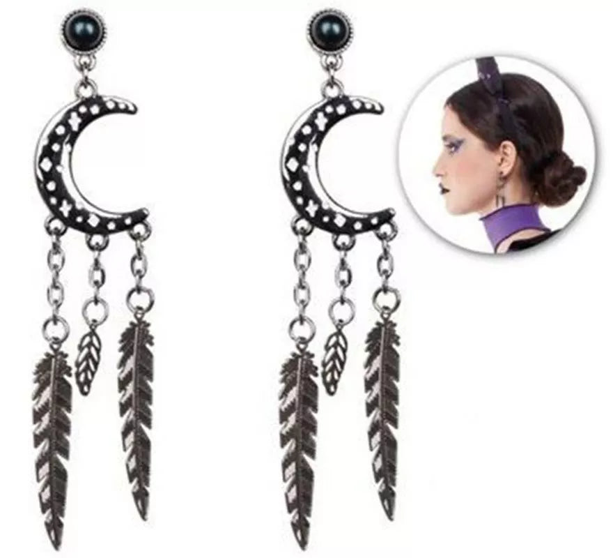 Translation missing: de.Pendientes de Medias Lunas con Plumas