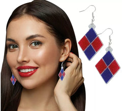 Ohrringe mit blauen und roten Diamanten