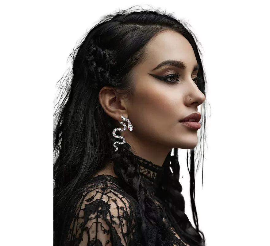 Pendientes de Serpiente plata 6 cm