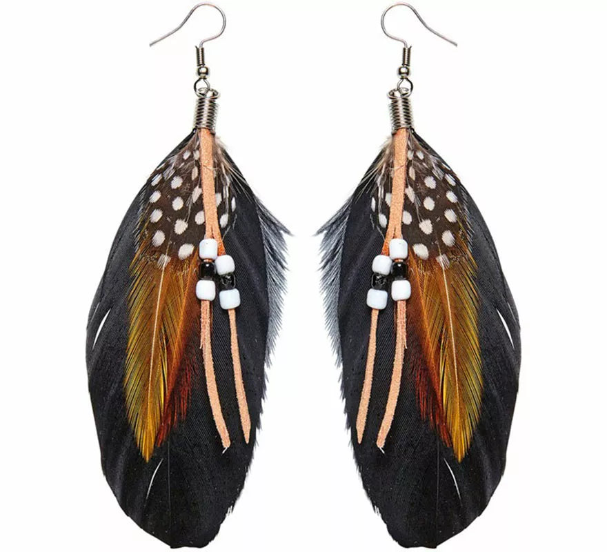 Pendientes Indios con Plumas y Perlitas
