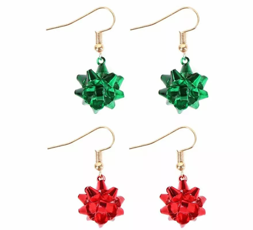 Pendientes Lazo Floral de Navidad de 2x2 cm en varios colores