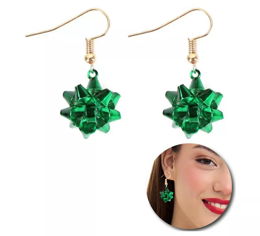 Pendientes Lazo Floral de Navidad de 2x2 cm en varios colores