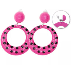 Sevillana Fuchsia Creolen mit schwarzen Punkten, 6 cm