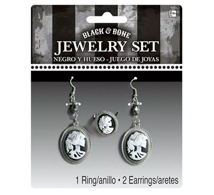Translation missing: de.Pendientes y anillo gótico calavera