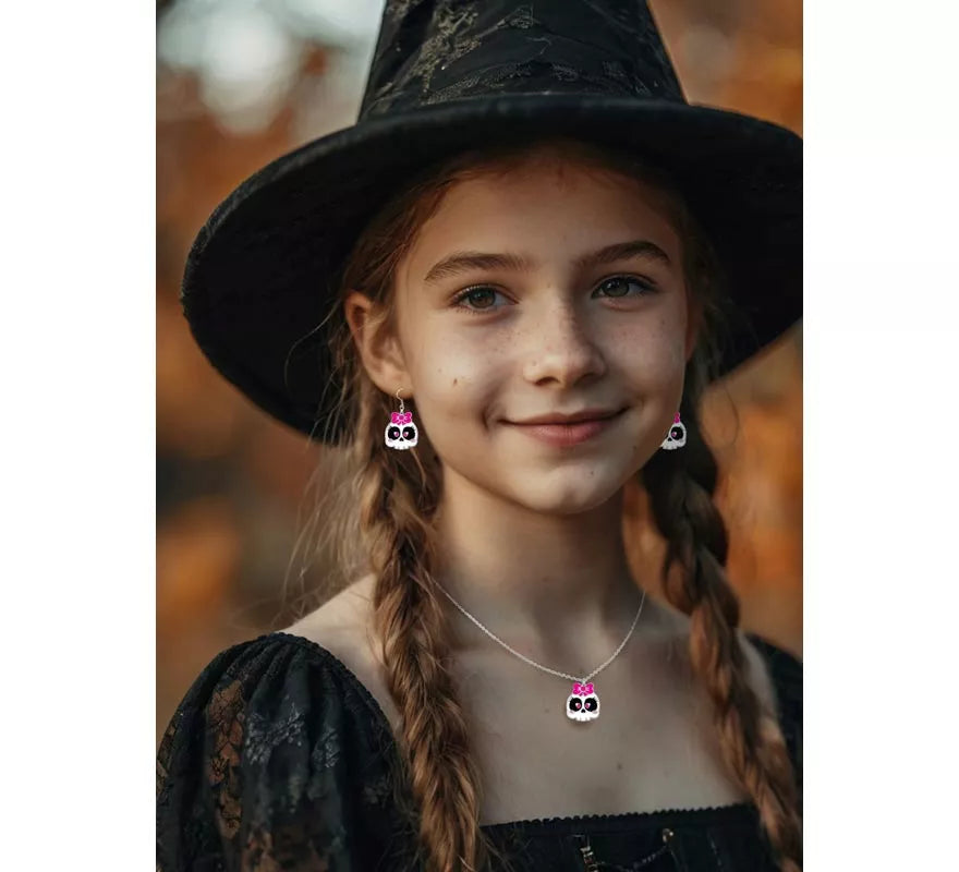 Translation missing: de.Pendientes y Collar de Calavera con Lazo