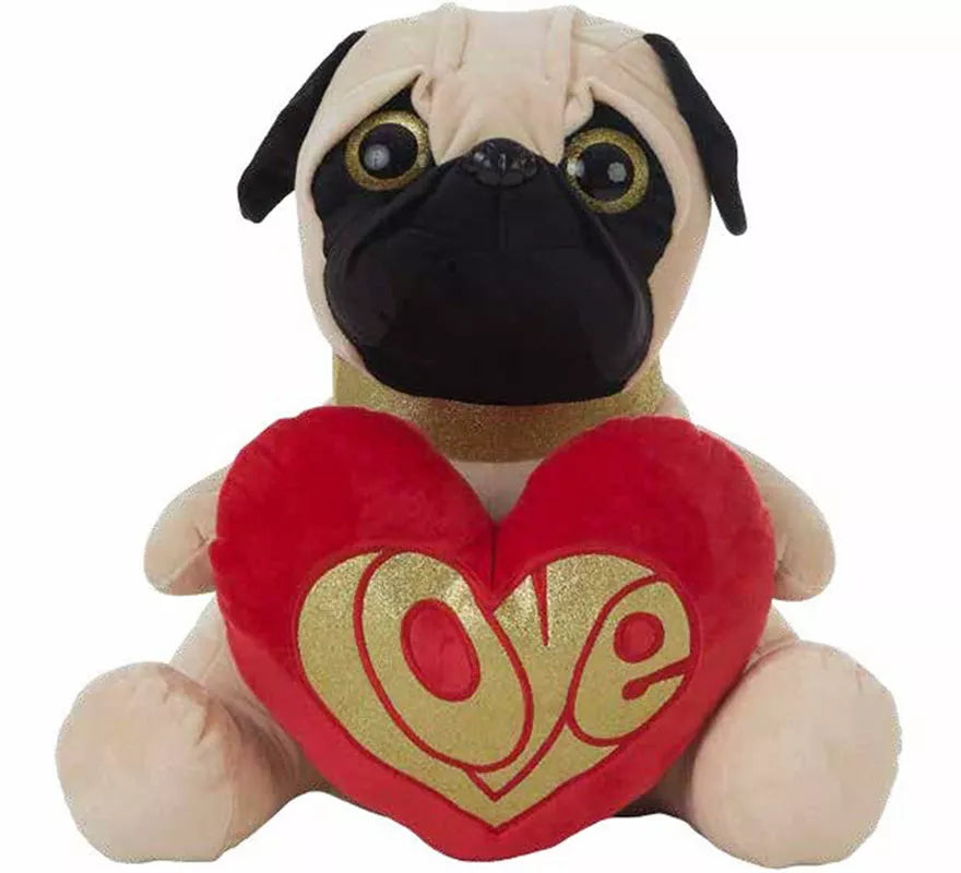 Translation missing: de.Perro Pug de peluche con Corazón en varios tamaños