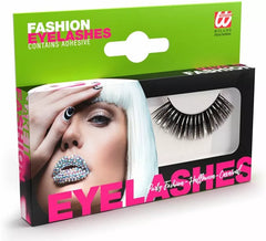 Lange schwarze und silberne falsche Wimpern mit Kleber