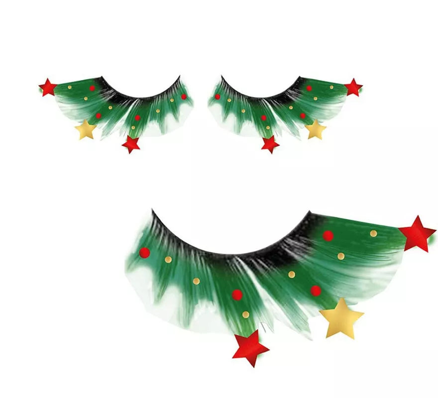Translation missing: de.Pestañas verdes con Estrellas Navideñas