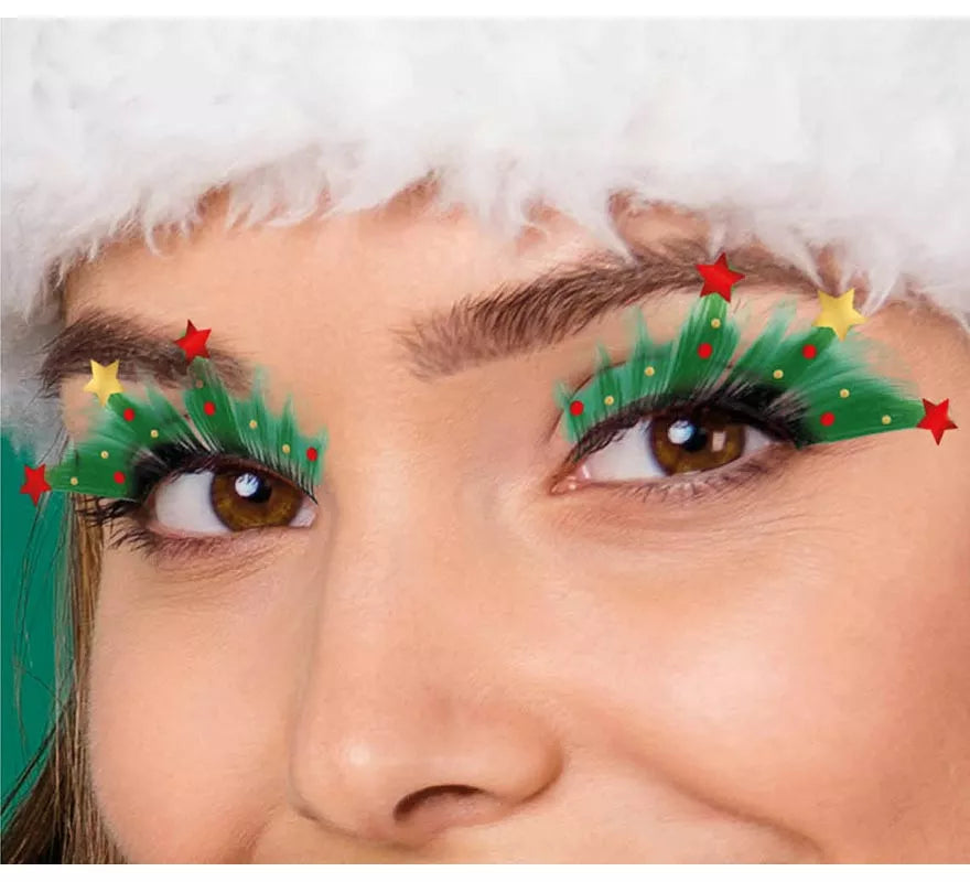 Translation missing: de.Pestañas verdes con Estrellas Navideñas