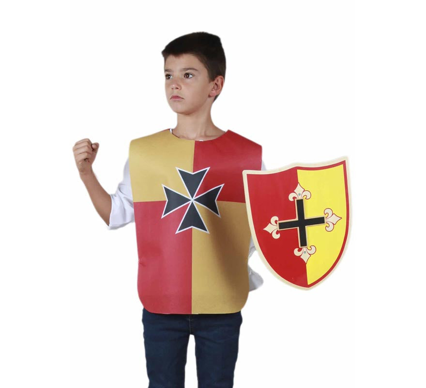 Translation missing: de.Peto Medieval Cruz rojo y amarillo para niño y adolescente