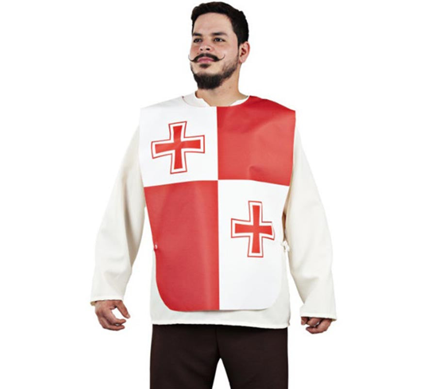 Translation missing: de.Peto Medieval Doble Cruz roja para adulto