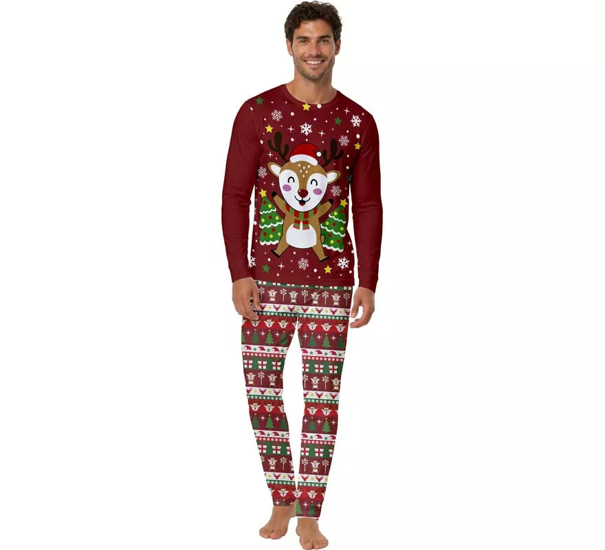 Translation missing: de.Pijama Navideño de Reno de 2 Piezas para hombre