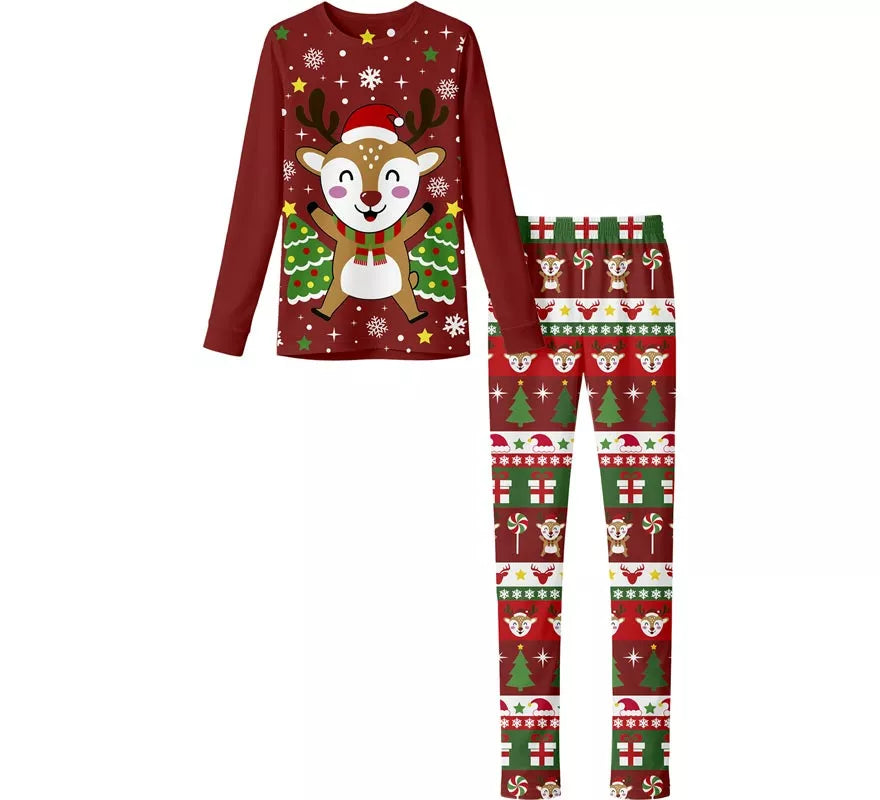 Pijama Navideño de Reno de 2 Piezas para mujer