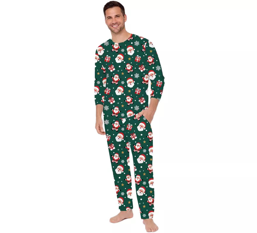 Translation missing: de.Pijama Navideño verde de 2 Piezas para hombre