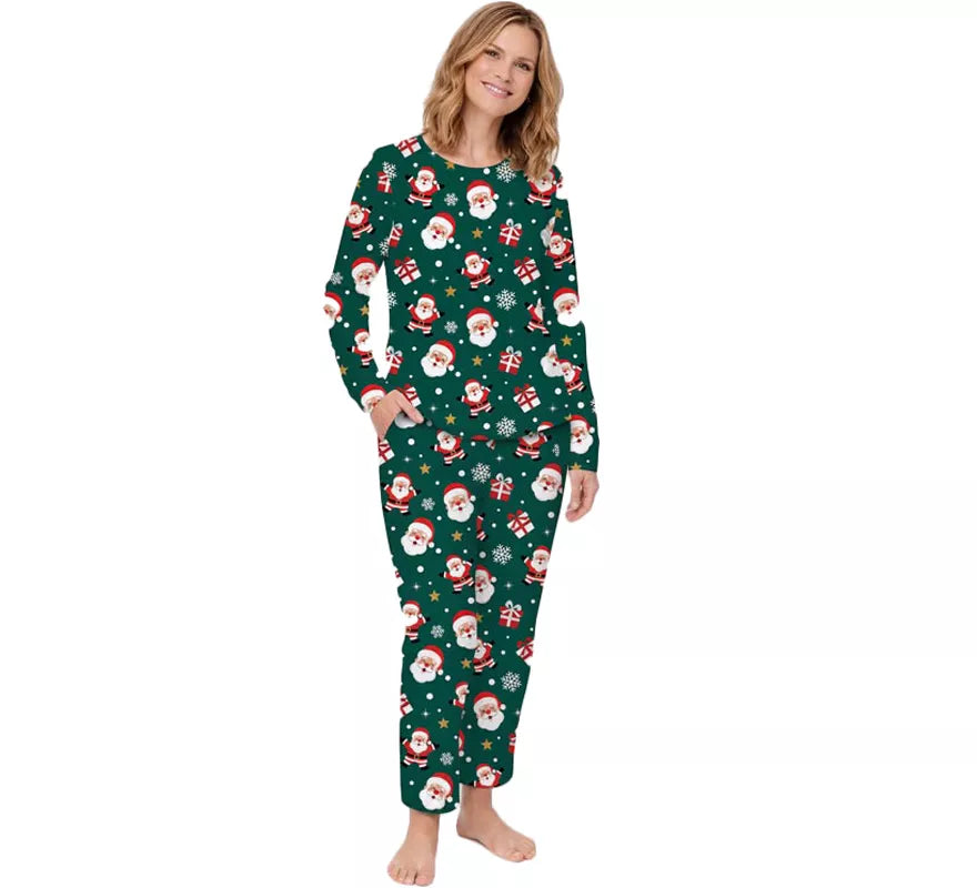 Translation missing: de.Pijama Navideño verde de 2 Piezas para mujer