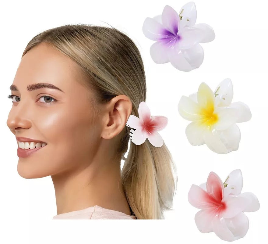 Translation missing: de.Pinza Flor para Pelo de 8 cm blanca y centro en varios colores