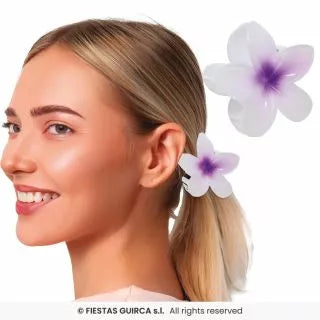 Translation missing: de.Pinza Flor para Pelo de 8 cm blanca y centro en varios colores