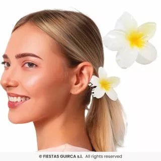 Translation missing: de.Pinza Flor para Pelo de 8 cm blanca y centro en varios colores