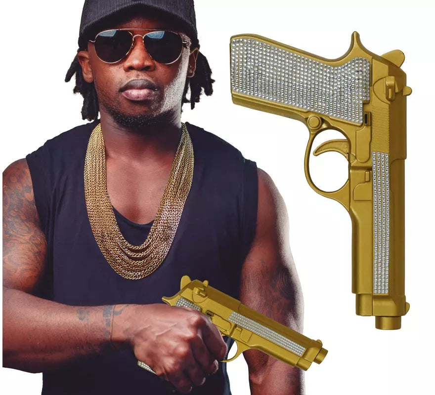 Translation missing: de.Pistola con Brillantes dorada de 25 cm