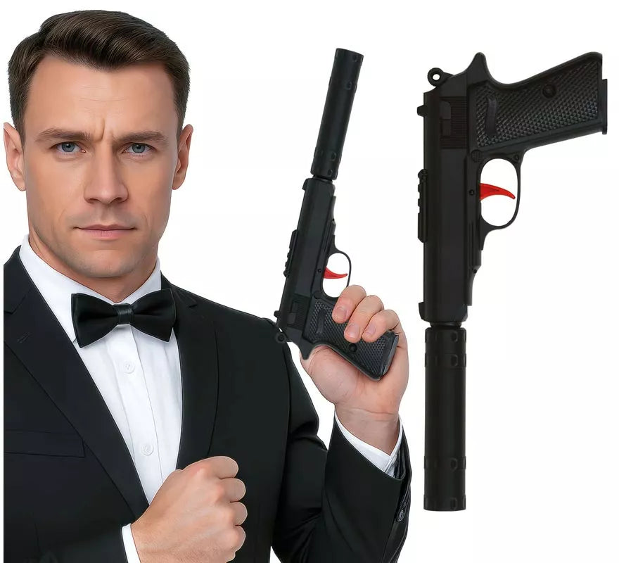 Translation missing: de.Pistola de Agente Secreto con Silenciador de 29 cm de Plástico