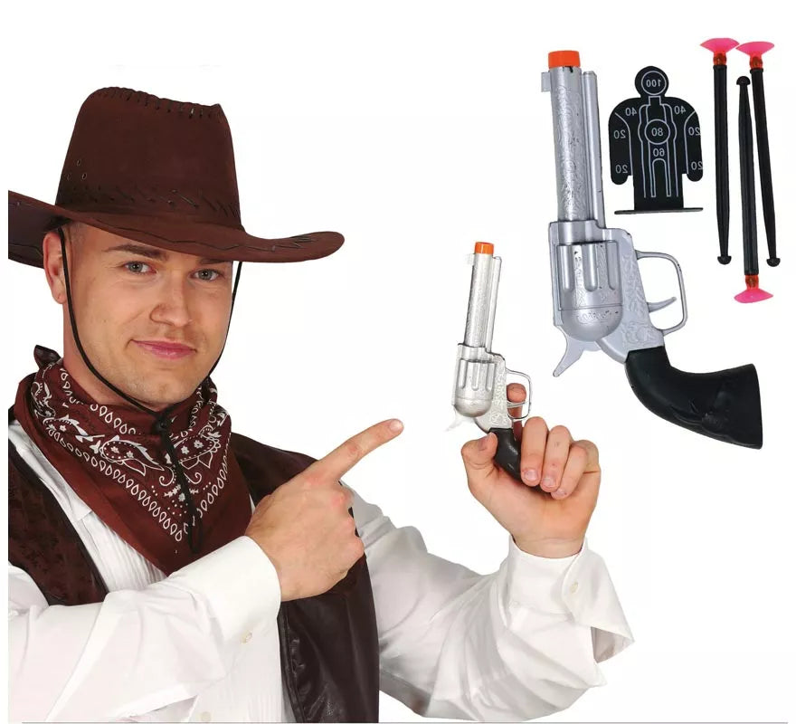 Translation missing: de.Pistola de Vaquero Plateada de 24 cm
