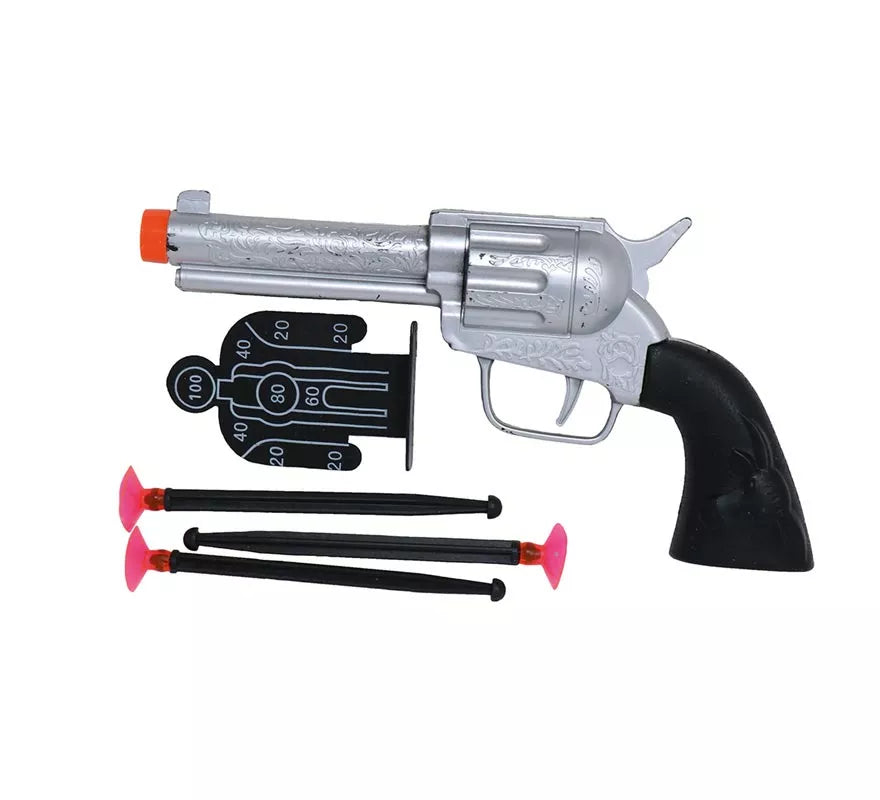 Translation missing: de.Pistola de Vaquero Plateada de 24 cm