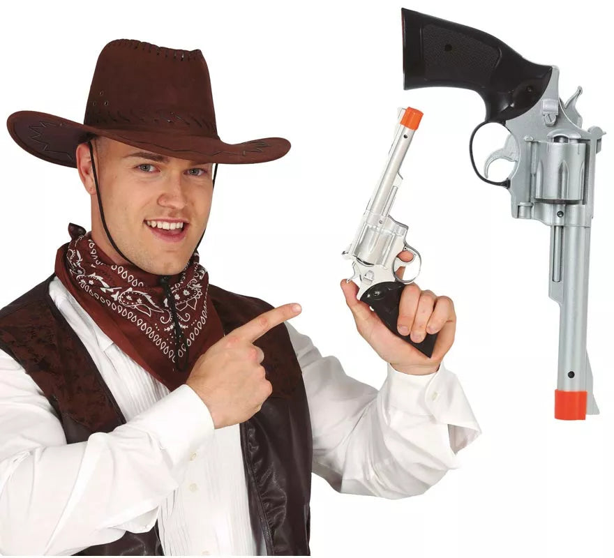 Translation missing: de.Pistola de Vaquero Plateada de 32 cm
