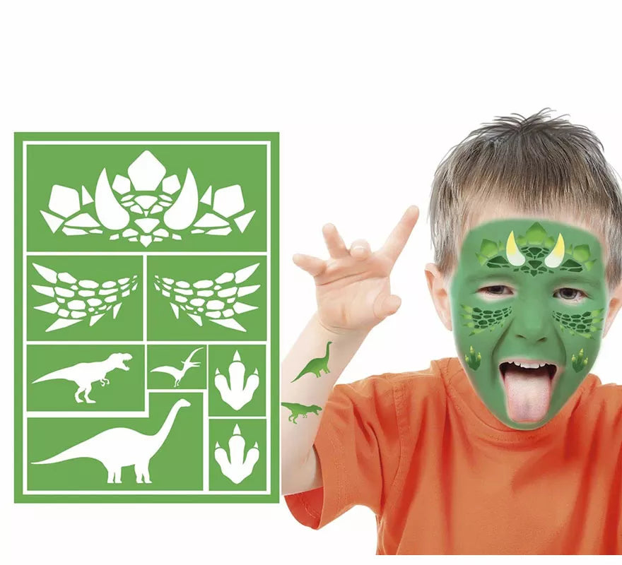Translation missing: de.Plantilla de Maquillaje Dinosaurio Infantil Verde de 14x20 cm