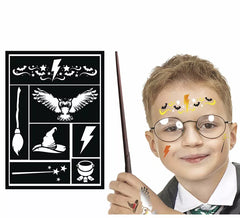 Zauberer-Make-up-Schablone für Kinder in Schwarz, 14 x 20 cm