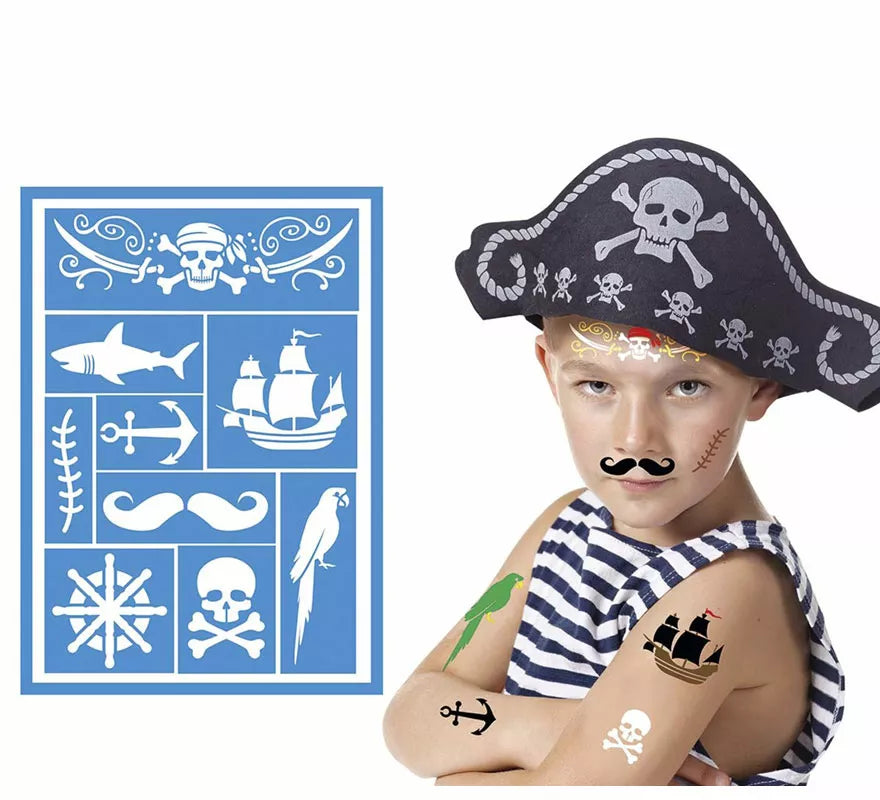 Translation missing: de.Plantilla de Maquillaje Pirata Infantil Azul de 14x20 cm