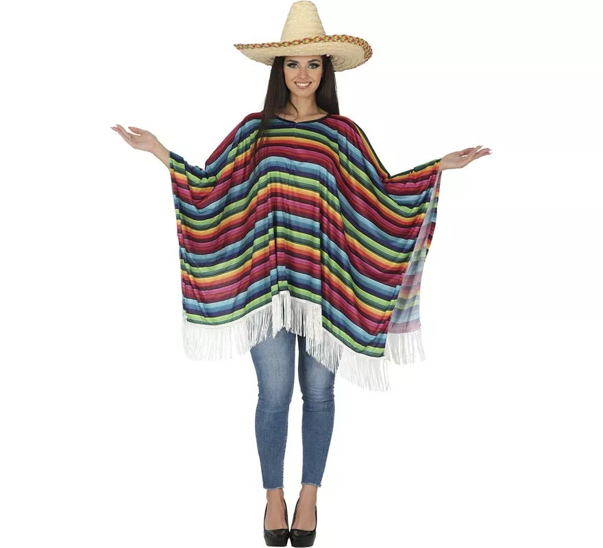 Poncho de Mexicano Multicolor para adulto